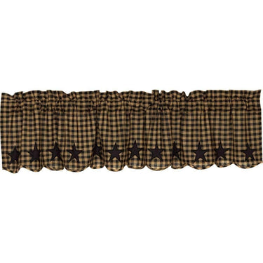Black Star Scalloped Valance Curtain 16x72 - The Fox Decor